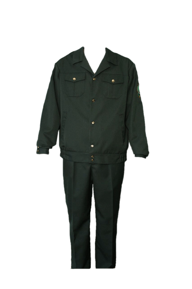 Костюм повседневный (куртка и брюки) из полушерстяной ткани темно-зеленого цвета м. 66-12